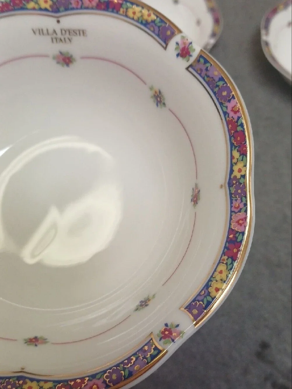 Villa D'este White and Purple Decorative Bowls - Set of 5